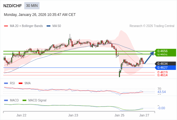 NZD/CHF mungkin naik 17 - 22 pips.