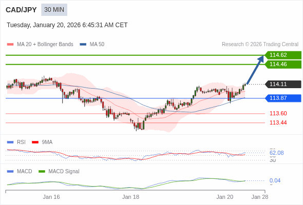 CAD/JPY bisa naik 35 - 51 pips.