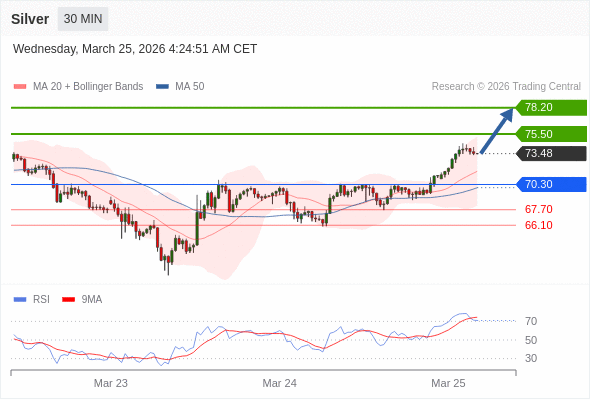 75.50 & 78.20 으로까지 확대를 목표로 70.30 이상의 장기 포지션.
