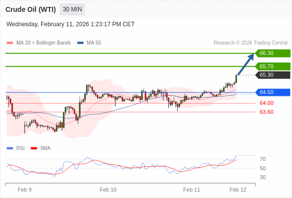 Minyak Mentah (WTI) bisa naik ke 65,70 - 66,30.