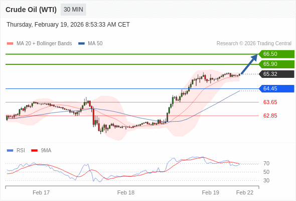 Minyak Mentah (WTI) mungkin naik ke 65.90 - 66.50.