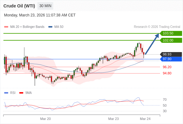 Minyak Mentah (WTI) mungkin naik ke 102,00-103,50.