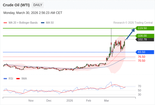 Minyak Mentah (WTI) mungkin naik ke 108,00-119,50.