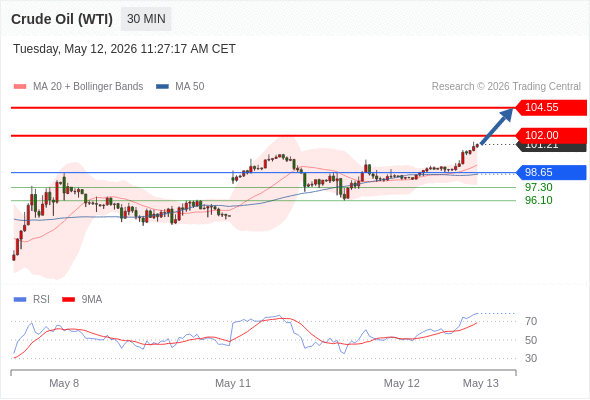 美国原油 (WTI)‎ 期货 (M6)‎