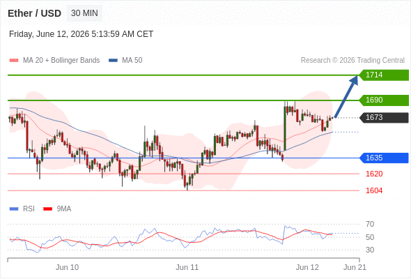 Long positions above 1635 with targets at 1690 & 1714 in extension.