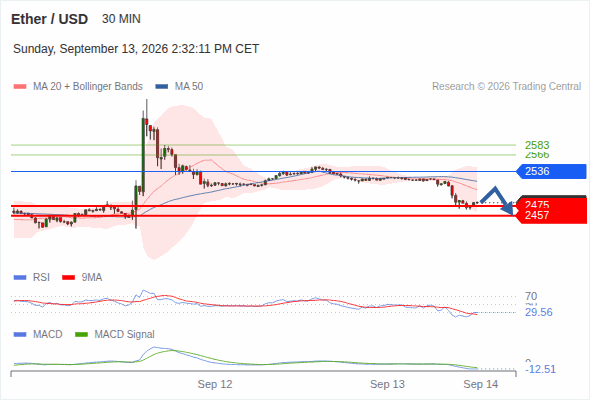 The downside prevails as long as 2,536 is resistance, with 2,475 and 2,457 as targets