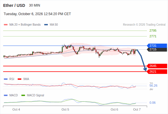 The downside prevails as long as 2,731 is resistance, with 2,645 and 2,621 as targets
