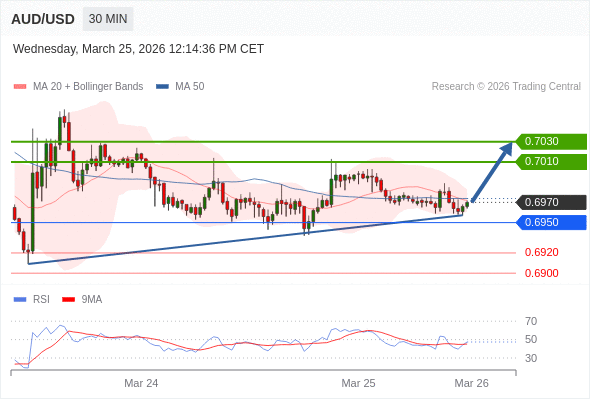0.7010 & 0.7030 으로까지 확대를 목표로 0.6950 이상의 장기 포지션.