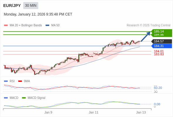 EUR/JPY mungkin naik 39 - 57 pips.