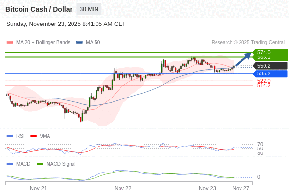 En lo referente al análisis técnico, el índice de fuerza relativa (RSI) se encuentra por encima de su zona de neutralidad de 50.