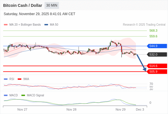 Técnicamente, el índice de fuerza relativa (RSI) se encuentra por debajo de su zona de neutralidad de 50.
