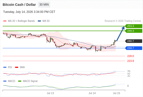 a tendencia de alta prevalece enquanto 234,7 for o suporte.