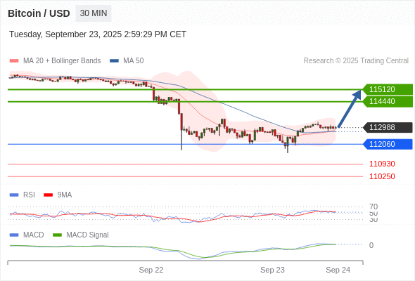 Our preference: the upside prevails as long as 112060 is support.