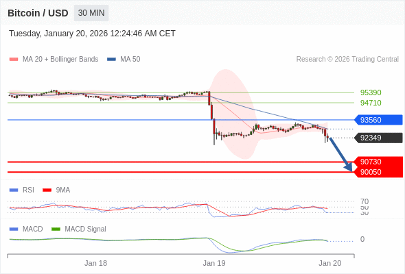 Our preference: the downside prevails as long as 93560 is resistance.