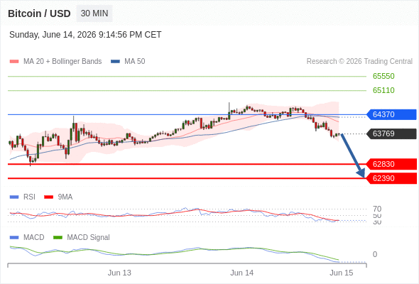 Our preference: the downside prevails as long as 64370 is resistance.
