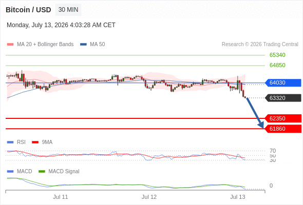 Our preference: the downside prevails as long as 64030 is resistance.