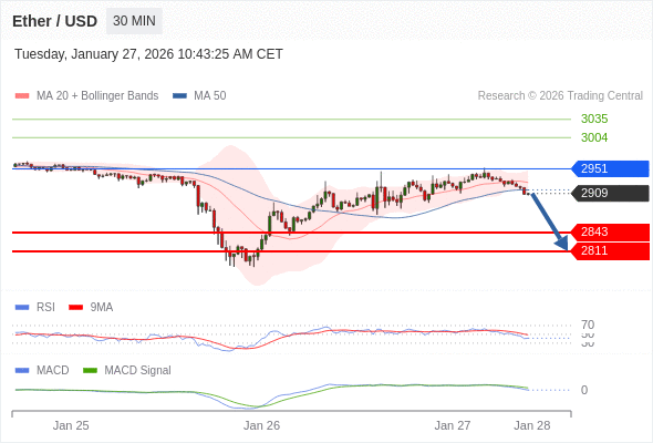 看跌,在 2951 之下。