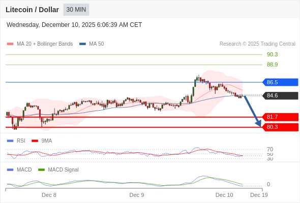 Técnicamente, el índice de fuerza relativa (RSI) se encuentra por debajo de su zona de neutralidad de 50.