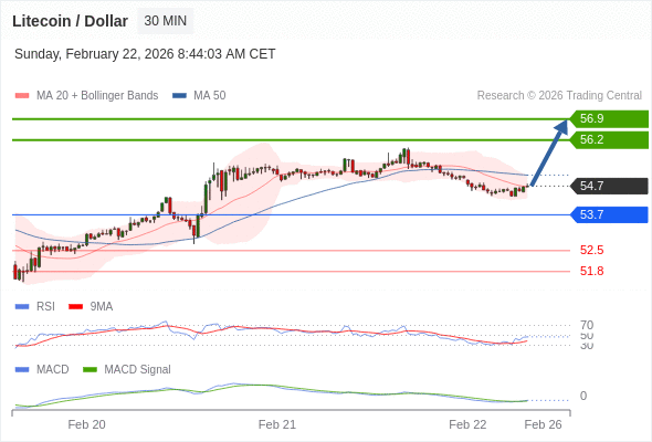 recuperação de curto prazo em direção a 56,9.