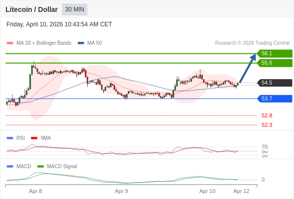 observar uma queda em direção a 53,7 antes de uma recuperação.