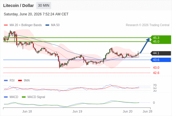 a tendencia de alta prevalece enquanto 43,6 for o suporte.