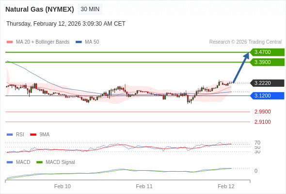 Gas Alam (NYMEX) mungkin naik ke 3,3900 - 3,4700.