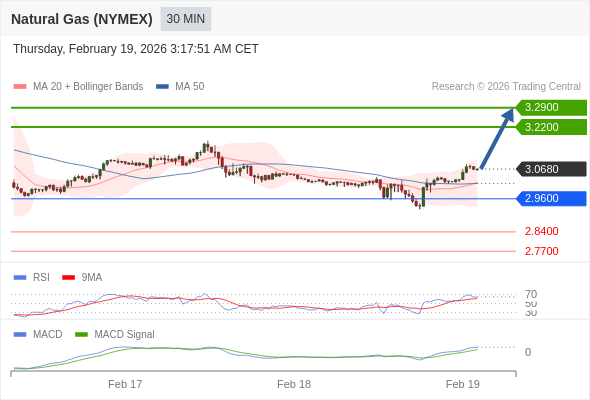 Gas Alam (NYMEX) mungkin naik ke 3,2200 - 3,2900.