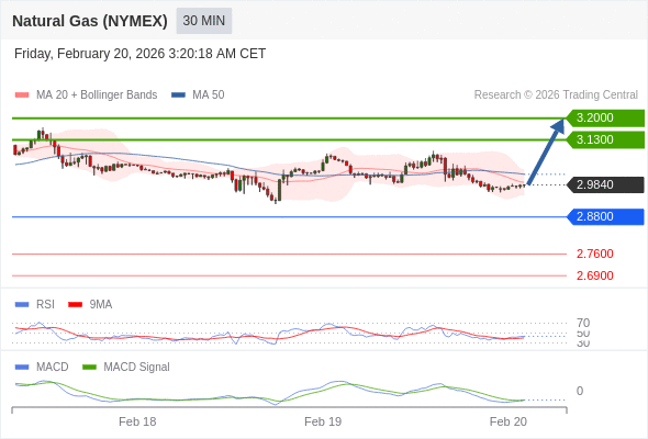 Gas Alam (NYMEX) mungkin naik ke 3,1300 - 3,2000.