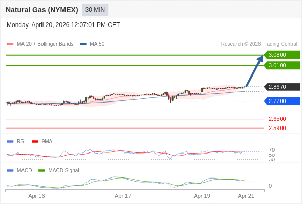 Gas Alam (NYMEX) mungkin naik ke 3,0100 - 3,0800.