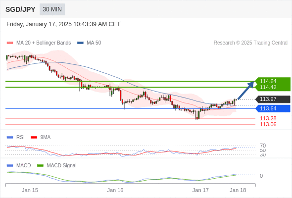 Our preference: the upside prevails as long as 113.64 is support.